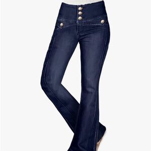 Wide Leg Cuffed Jeans Mid Waist Baggy Trouser Jeans w/2 front pockets. New!